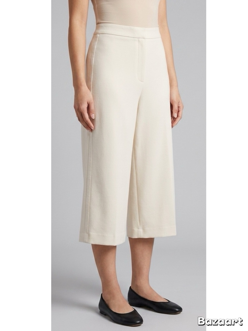 Ann Taylor Petite Cream Wide Leg Crop Pants Size 12P